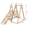 FEBORY Juniper 4-in-1 Indoor Wooden Play Gym with Slide, Swing, Ladder, Natural Pine Construction, 44.9x44.5x29.7 Inches, 220 lbs Weight Capacity view 3