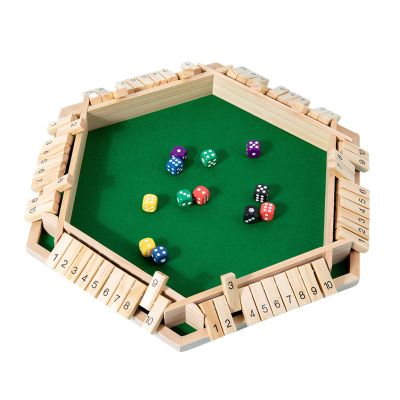 2-6 Players Shut The Box Dice Game Wooden Board with Dice & Double-Door Number Board,Portable Educational Game for Family and Classroom,Classic Math Learning Strategy Toy for Kids & Adults(Green)