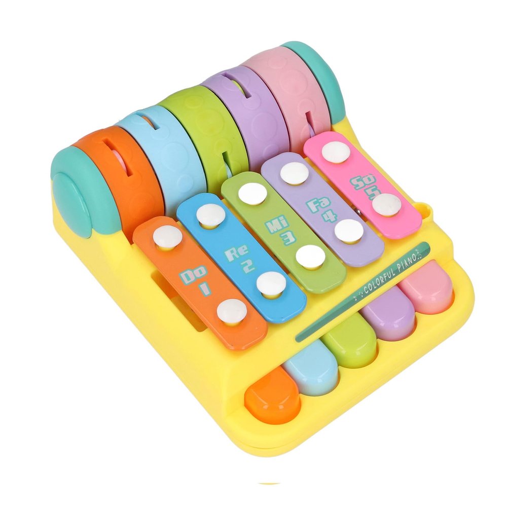 Aqur2020 Multifunctional Baby Piano Keyboard Interactive Knocking Toy, Yellow, Portable, Early Education, 5.31x6.69x3.15 Inch