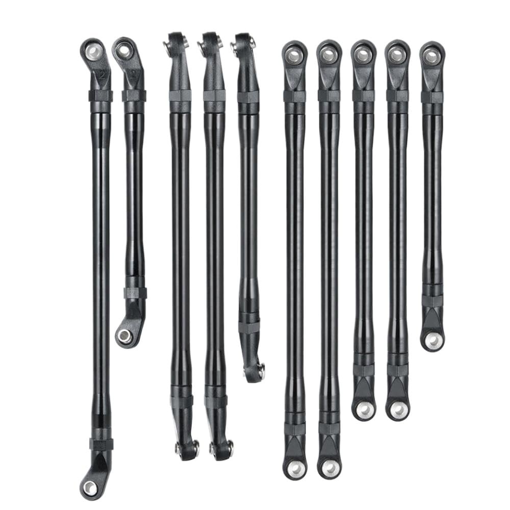 10Pcs Aluminum Linkages Chassis Links and Plastic Rod Ends Compatible with 1 10 Scale II 90046 RC Crawler Car Parts