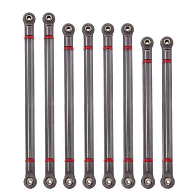 8pcs Universal Internally Threaded Aluminum Link with M3 Rod End Set 313mm Wheelbase Compatible with 1 10 RC Crawler 86100 Aftermarket Replacement(Titanium (D7mm))