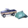 1987 F 150 XLT Lariat Pickup Truck Dark Blue and Tan with Modern Truck Bed Tent The Great Outdoors Series 4 1/64 Diecast Model Car by Greenlight 38080D view 2
