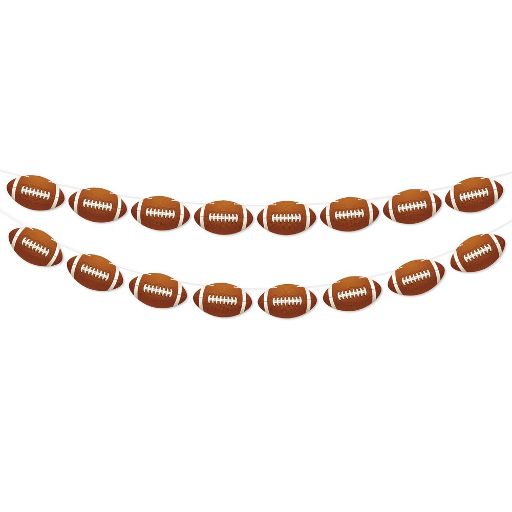 2 Pcs Football Party Decorations Football Banner Pre-Strung Football Hanging Garland Decor for Sports Themed Birthday Party Game Fans