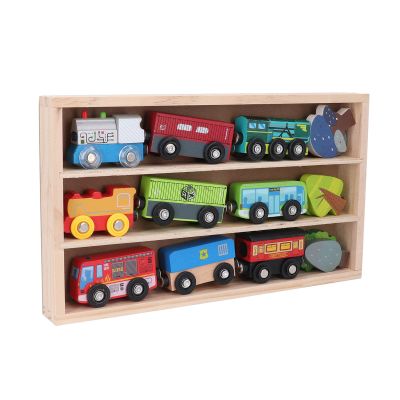 ariarly Wooden Toy Train Set Child Friendly Safe Colorful Lightweight Wood Toy Train Set with Display Box for Boys Girls