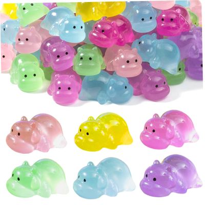 120pcs Mini Glow in The Dark Hippo Figurines, Small Resin Animals for DIY Crafts, Jar Fillers & Decor Mini Glow in the Dark Resin Animals Small Tiny hippo figurine Figurines Dollhouse Accessories