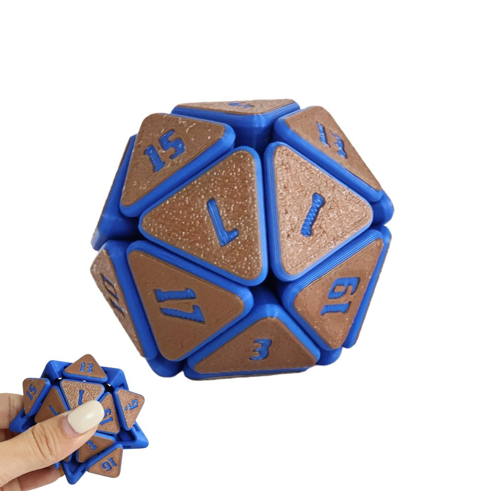 3D Printed Squishy D20 Fidget - Stress Relief Cube for Anxiety & Focus, Satisfying Clicking Sensory Toy for Adults, Perfect for Desk Fidgeting, Gift Idea (Laser Purple/Brown, 1pcs)
