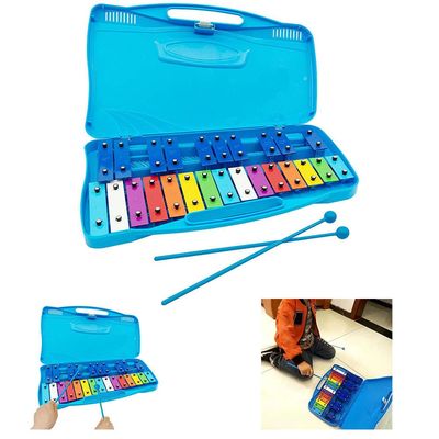 25 Note Xylophone with Mallets Chromatic Glockenspiel Musical Percussion Instrument Blue