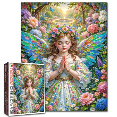 1000 Piece Angel Girl Jigsaw Puzzles for Adults and Beginner Angels of Devoted Prayer Puzzles Challenging Family Activity Games DIY Craft Fantasy Garden Puzzle for Home Decor Gifts 2027 Inches