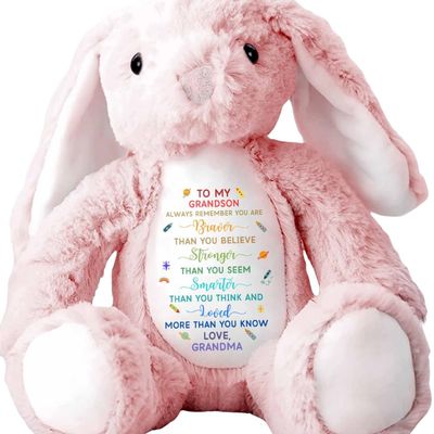 Always Remember You Are Braver, Stars And Hearts Design, Personalized Stuffed Bunny, Gift For Grandsons, Be Brave and Remember How Special You Are Custom Grandma Bunny, Inspirational Gift for Kid