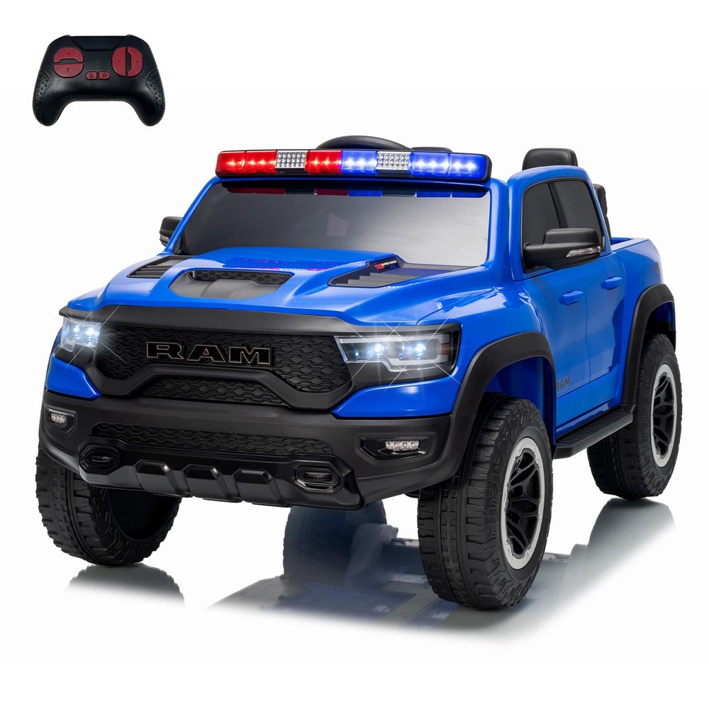 12V Ride On Car for Kids, Licensed RAM Remote Control Toddler Truck, Electric Pickup Truck Car w/Parental Control, Truck Bed Storage, LED Lights & Music