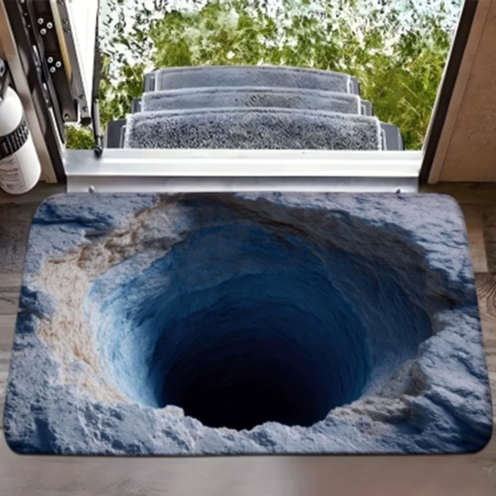 3D Hole Rug - 2026 New Optical Illusion Rug Hole, Dog Gets Scared of 3D Carpet, Rug That Looks Like a Hole, Funny 3D Carpet to Prank, Test & Play with Your Dog or Cat (27-(31.49 * 47.24in))