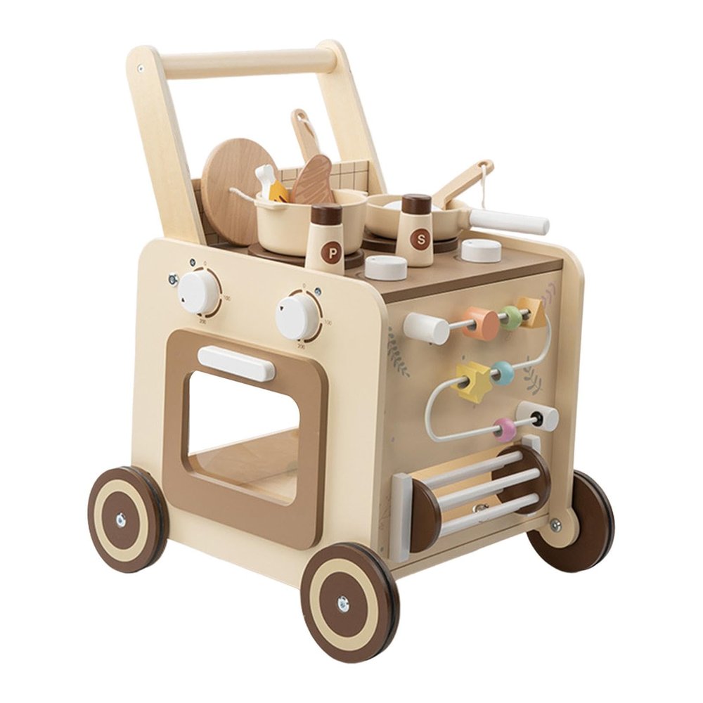 DYNWAVE Pretend Play Kitchen Set,Wooden, Birthday Gift,Cookware Pretend Cooking Play for 4-8 Year Olds Girls, Beaded Type