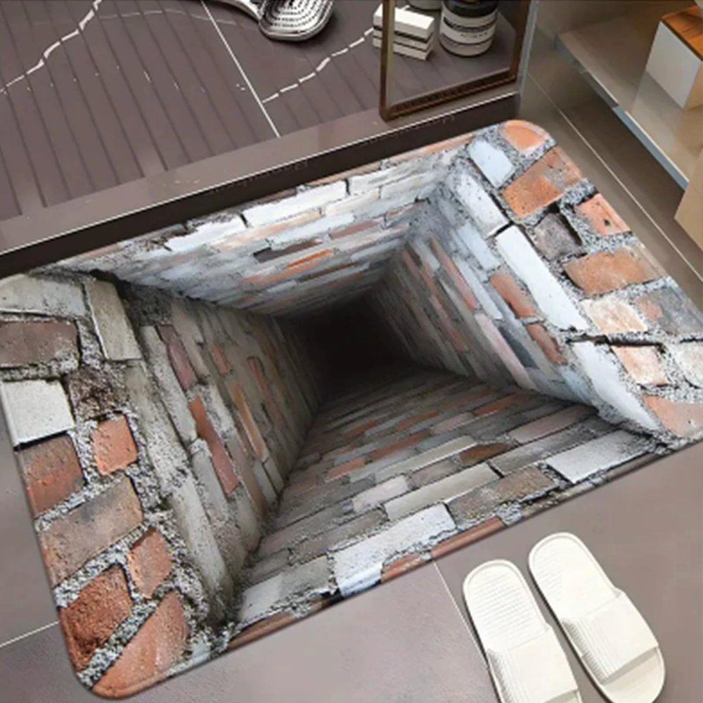 3D Hole Rug - 2026 New Optical Illusion Rug Hole, Dog Gets Scared of 3D Carpet, Rug That Looks Like a Hole, Funny 3D Carpet to Prank, Test & Play with Your Dog or Cat (11-(15.75 * 23.62in))
