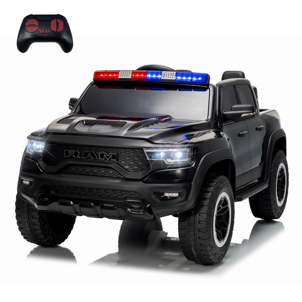 12V Ride On Car for Kids, Licensed RAM Remote Control Toddler Truck, Electric Pickup Truck Car w/Parental Control, Truck Bed Storage, LED Lights & Music