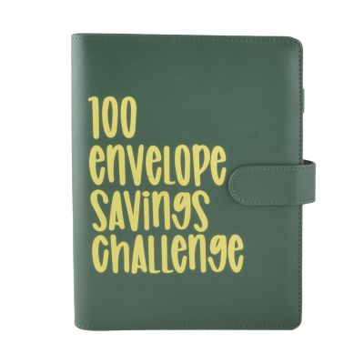 100 Envelopes Money Saving Challenge, Envelopes Challenge Binder, Savings Challenges Book with Envelopes & Challenge Tracker, Fun and Easy Way to Save $5,050, Money Saving Binder (Green)