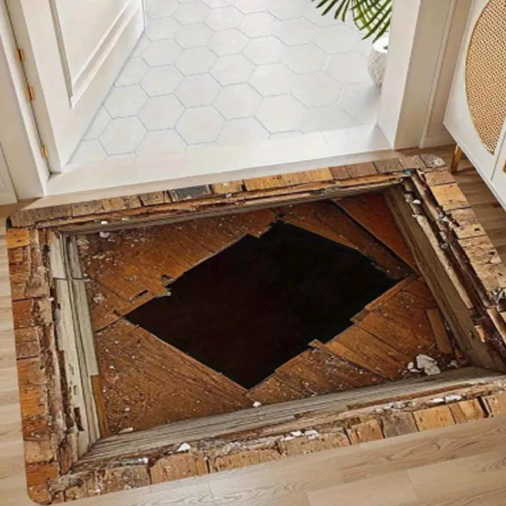 3D Hole Rug - 2026 New Optical Illusion Rug Hole, Dog Gets Scared of 3D Carpet, Rug That Looks Like a Hole, Funny 3D Carpet to Prank, Test & Play with Your Dog or Cat (26-(15.75 * 23.62in))