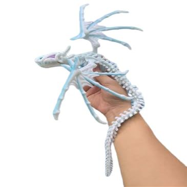 NevaFlew Biting Dragon Skeleton 3D-Printed Articulated Bone Dragon Flexible Joints & Fantasy Desk Decor/Fidget Toy (Blue/Pink-Single, Medium)