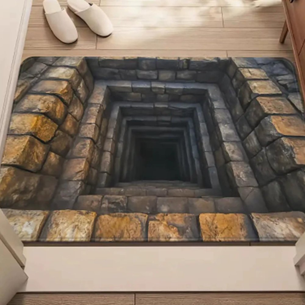3D Hole Rug - 2026 New Optical Illusion Rug Hole, Dog Gets Scared of 3D Carpet, Rug That Looks Like a Hole, Funny 3D Carpet to Prank, Test & Play with Your Dog or Cat (9-(15.75 * 23.62in))
