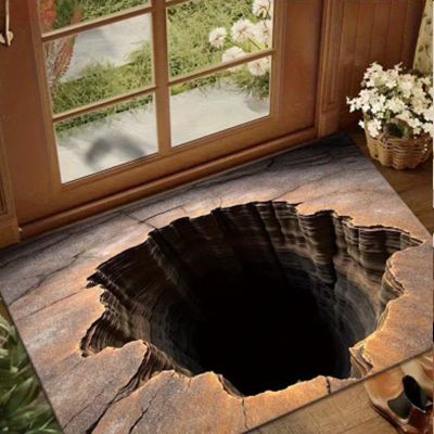 3D Hole Rug - 2026 New Optical Illusion Rug Hole, Dog Gets Scared of 3D Carpet, Rug That Looks Like a Hole, Funny 3D Carpet to Prank, Test & Play with Your Dog or Cat (31-(23.62 * 35.43in))