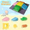 Foam Climbing Blocks for Toddlers with 47"x47'' Crawling Play Mat,7-Piece Soft Play Set for Babies,Kids Climbing Toys Indoor,Crawling,Sliding & Building in Playroom & Daycare,Gray & Multicolor view 2