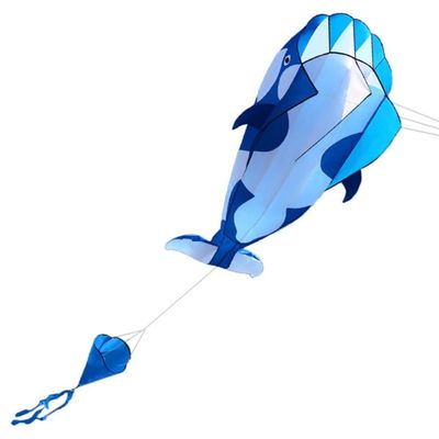 3D Frameless Kite Soft Parafoil Giant Whale Large Beach Kite Children Kids Funny Toy Blue White