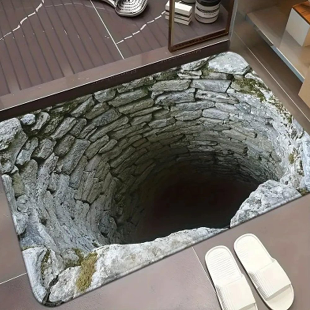3D Hole Rug - 2026 New Optical Illusion Rug Hole, Dog Gets Scared of 3D Carpet, Rug That Looks Like a Hole, Funny 3D Carpet to Prank, Test & Play with Your Dog or Cat (3-(19.68 * 31.49in))