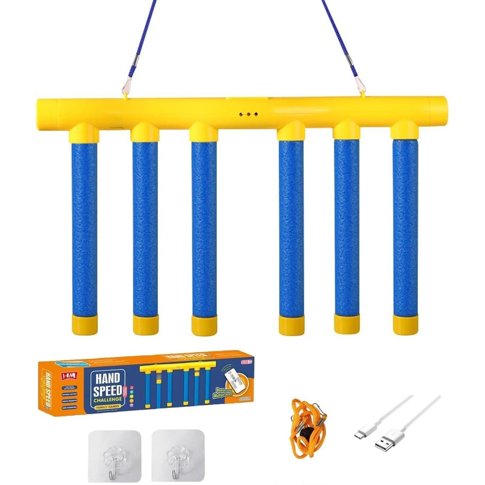 Reflex Drop Sticks Challenge Game - Fun Catch Falling Sticks Game with 3 Adjustable Speed Modes, Reflective Hand Eye Coordination & Reaction Training Toy for Kids Adults All Ages (Blue(Basic))