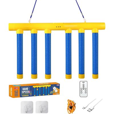 Reflex Drop Sticks Challenge Game - Fun Catch Falling Sticks Game with 3 Adjustable Speed Modes, Reflective Hand Eye Coordination & Reaction Training Toy for Kids Adults All Ages (Blue with Control)