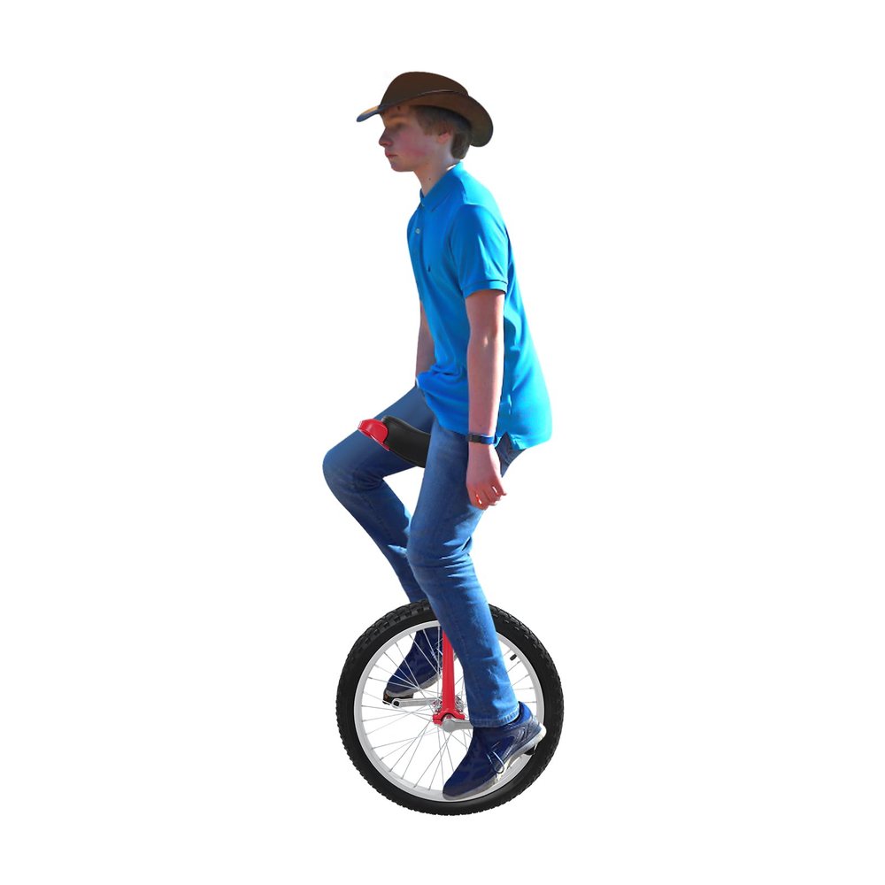 Inszxight 20-Inch Red Outdoor Unicycle, Single Wheel Fun Ride for Teen Adult, Steel Frame & Skid-Proof Tire, 300 lb Load, Quick-Release Seat Clamp, Wrench Included, Park Street Practice Balance Bike