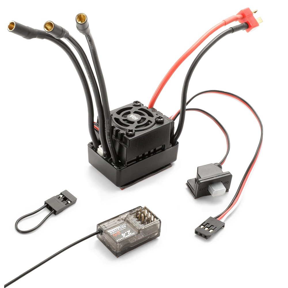 HAIBOXING 1/12TH Scale RC Car Spare Parts, Brushless Remote Control Truck Replacement 60A Brushless ESC and 2.4GHz Receiver w/Bind Plug Apply to 2997A(E780 & T2704-60A)