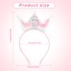 Penitue 6th Birthday Headband, Pink Glitter 6 Crown Pearl Headpiece Six Sixth Birthday Party Decoration Accessory for Girl view 2