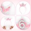 Penitue 6th Birthday Headband, Pink Glitter 6 Crown Pearl Headpiece Six Sixth Birthday Party Decoration Accessory for Girl view 4