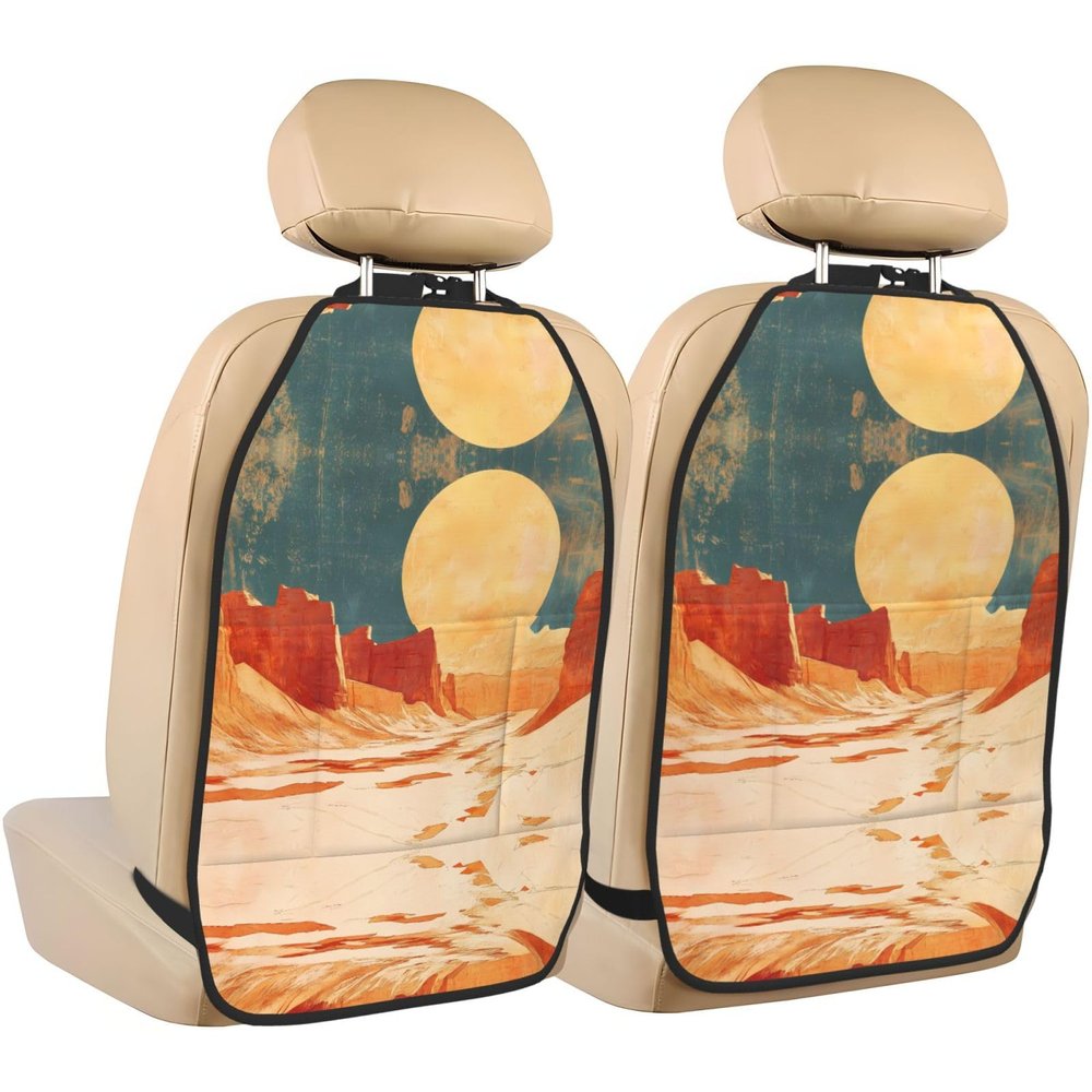 FFGhjk desert Printed Car Seat Kick Protector, Child Kick Protection Mat, Car Interior Storage Mat