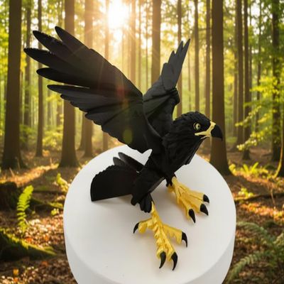 NevaFlew Articulated Bald Eagle Toy 3D Printed with Flexible Wings & Head, Poseable Patriotic Collectible for Adults(Orange, Medium Single Color)