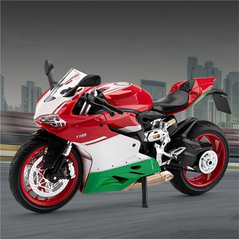 Collection 1:9 Motorcycle Model Diecasts Portable Racing Finger Motobike Simulation Collection Toys for Ducati 1199(Red Green)