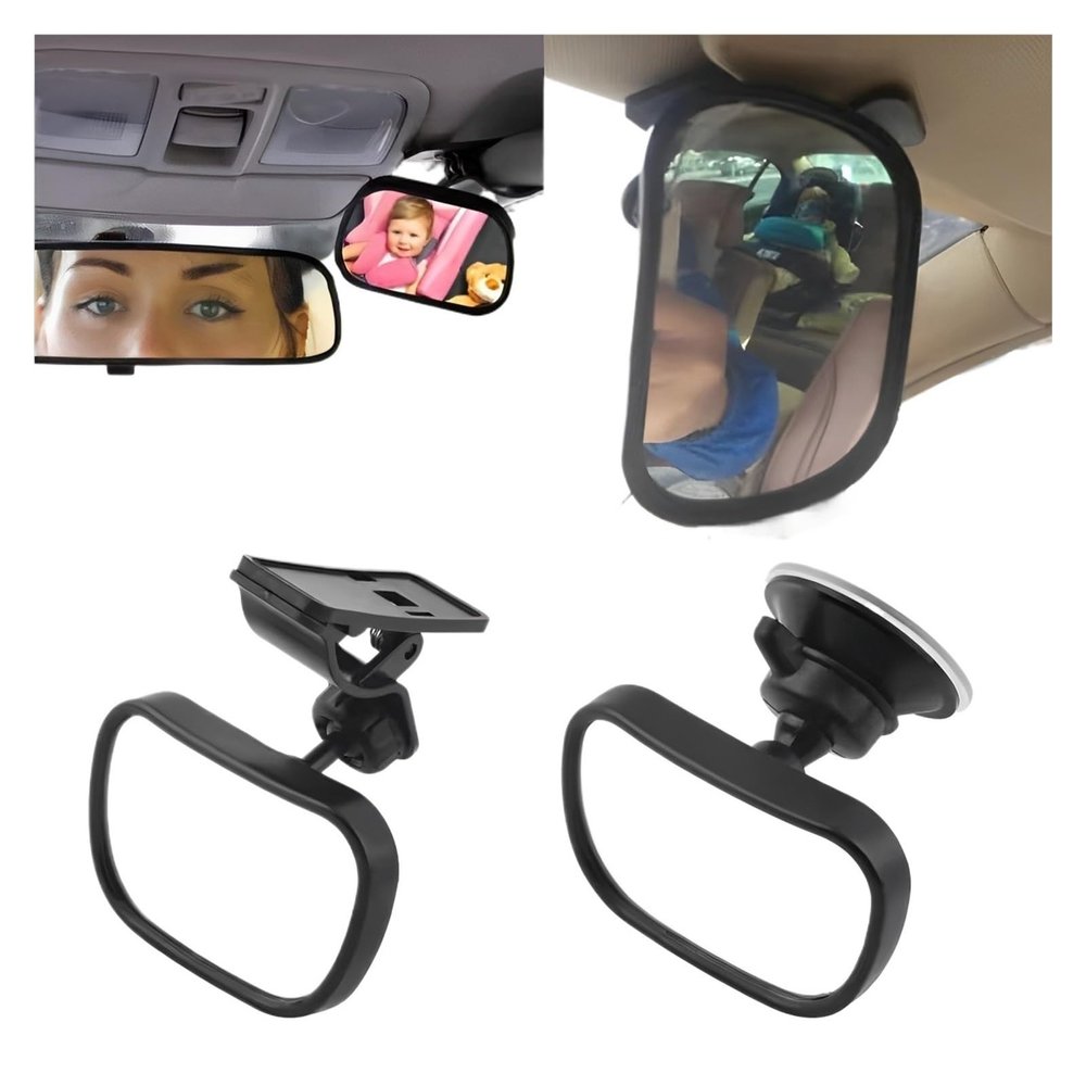 2 in 1 Adjustable Car Back Seat Baby View Mirror - Rear Convex Mirror for Kids in Car