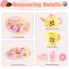 Ranqibo Wooden Tea Sets for Toddlers 3-5, Tea Party Set for Little Girls 4-6, Toddler Tea Set with Teacups, Dessert Food Items and Tray, Birthday Gift for Kids Aged 3-6 view 3