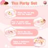 Ranqibo Wooden Tea Sets for Toddlers 3-5, Tea Party Set for Little Girls 4-6, Toddler Tea Set with Teacups, Dessert Food Items and Tray, Birthday Gift for Kids Aged 3-6 view 4