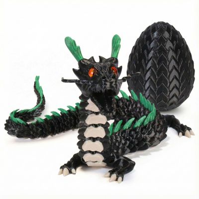 17.8-inch 3D Printed Dragon Eggs, Fidget Toys for Kids & Adults, for Home Office Desk Decor (Black Dragon God)