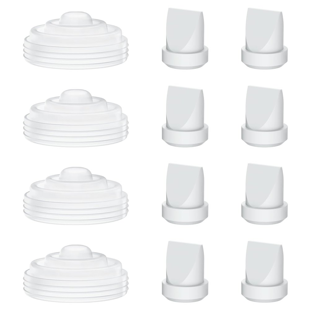 12 Pack M5 Pump Parts, 8ps Gray Duckbill Valves and 4pcs Silicone Diaphragm Compatible with Momcozy M5 Wearable Breast Pump, Replace for Momcozy Pump Parts, Gray Valve, Diaphragm