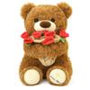 11.8 in Bouquet Teddy Bear Plush Toy, Rose Plush Bouquet, Romantic Flower Hat Bear Stuffed Plush, Perfect as a Birthday, Holiday for Boys and Girls (Brown - Small) view 1