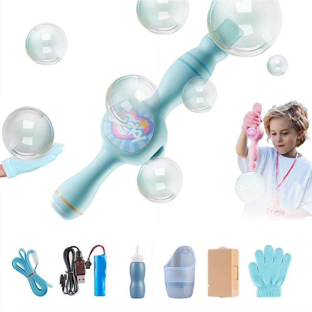 Smoke Bub-ble Machine & Elastic Magic Wand, 2026 New Colorful Smoke Bub-ble Machine, Magic Interactive Fog Bubbles Machines for Party,ElasticSmoke Bubble Maker for Outdoor Fun (Blue)