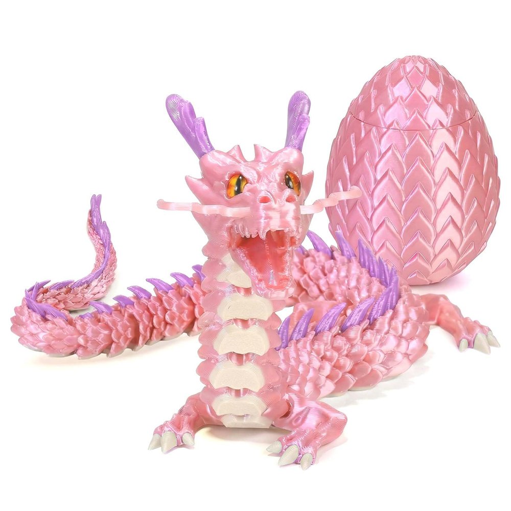 17.8-inch 3D Printed Dragon Eggs, Fidget Toys for Kids & Adults, for Home Office Desk Decor (Pink Dragon God)