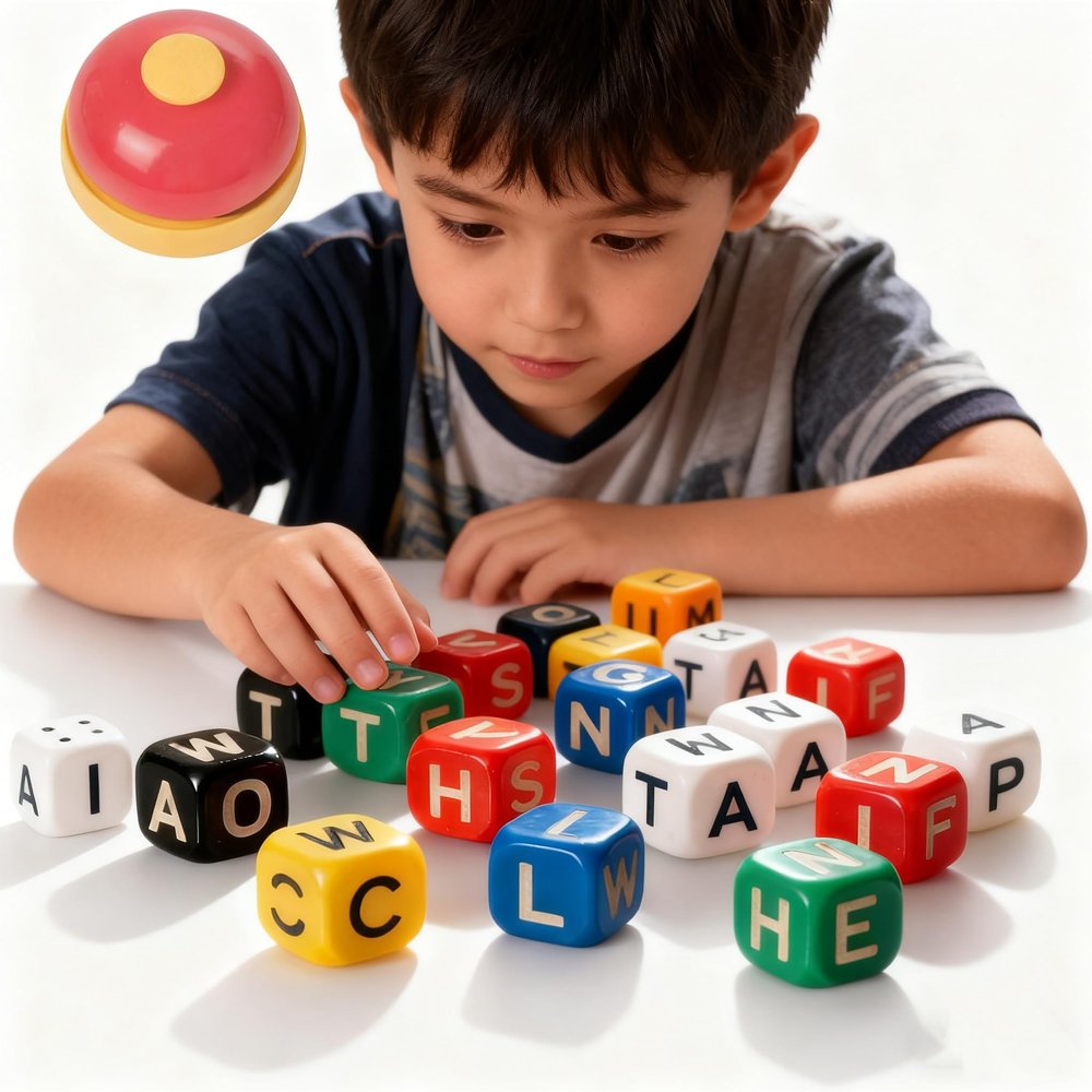 2026 New 60PCS Dice Word Game,Dice Word Game Brain Exercise Game,3-Minute Speed Challenge Crossword Games for 1-5 Players (1)