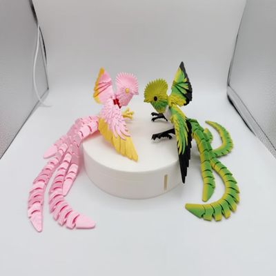 NevaFlew Articulated Quetzal 3D-Printed Poseable with Flexible Wings & Long Tail, Mythical Tropical Bird Toy/Desk Decor (red/Green/Blue)