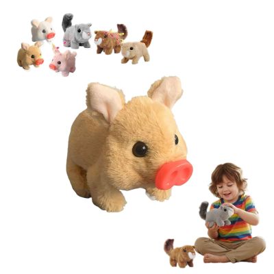 2026 New Electric Pig Plush Realistic Toy, Interactive Crawling Piglet, Walking Pig with Wagging Tail & Twitching Nose & Oink Like A Real Pigs, Electronic Plush Piggy Toys for Kids, Boys, Girls