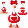 Sunnymove 7 Inch Desk Goose Outfits Mini Desktop Motion Goose Toys Knitting Clothes Hats for Magnetic Geese Key Holder Holiday Decor (Red,Yarn) view 1