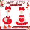 Sunnymove 7 Inch Desk Goose Outfits Mini Desktop Motion Goose Toys Knitting Clothes Hats for Magnetic Geese Key Holder Holiday Decor (Red,Yarn) view 2