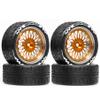 1/10 RC Drift Tires 12mm hex RC Wheels and Tires OD: 65mm for 1/10 Scale RC Hand Wheel Road Cars Tamiya TT01 TT02 XV01 TA06 PTG2 HPI KYOSHO FW06 HSP /4PCS (Gold R421) view 1