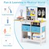 Costzon Kids Wooden Doctor Playset, Medical Activity Center Toy Set w/Blackboard, Pet Scale, Faucet, Sink, Folding Tabletop, Drawers, Carrying Case, Pretend Hospital Playset for Boys Girls 3+ (White) view 4